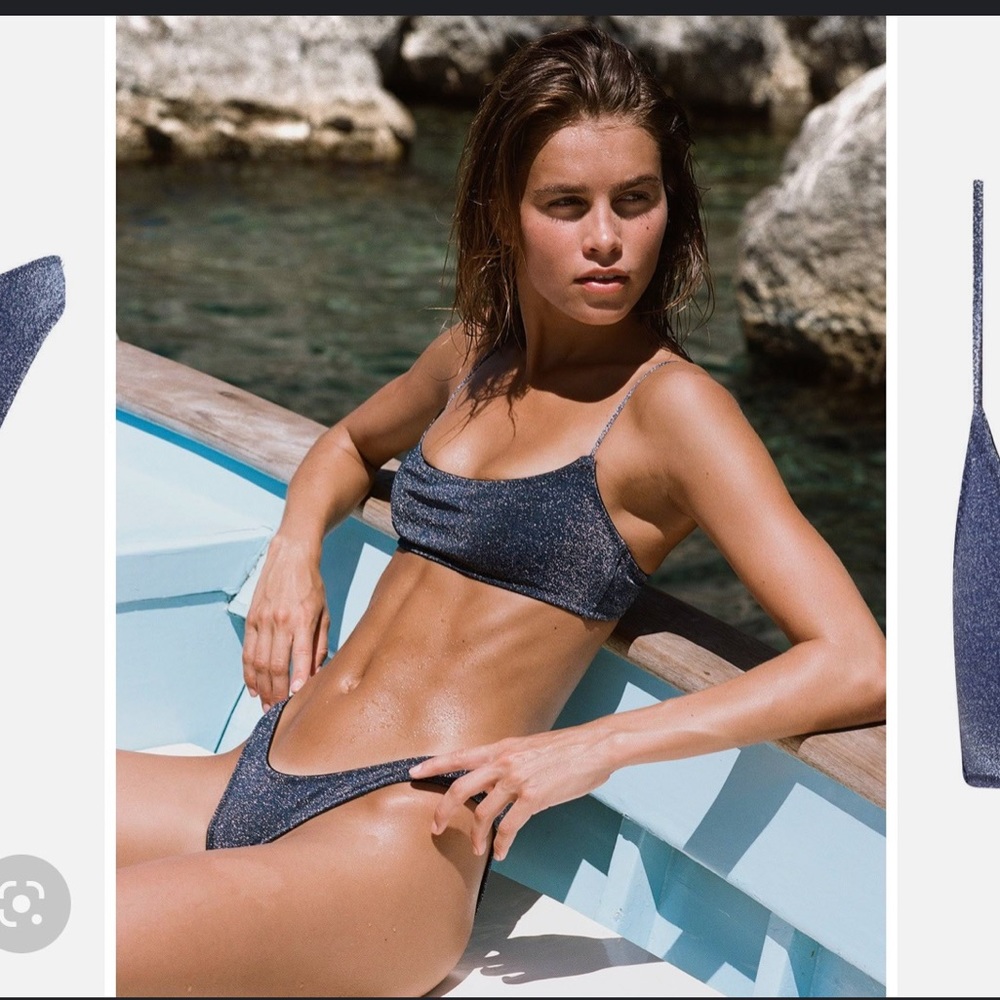 Triangl Swimwear Navy Blue Shiny Nylon Spandex Bikini